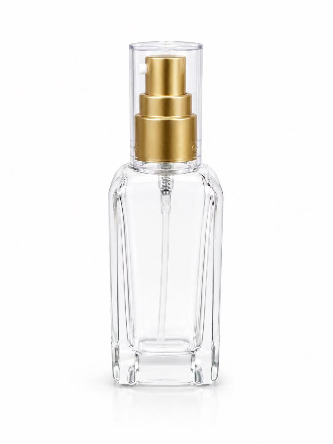 HJ-344 Faceted Rectangular Glass Lotion Bottle – 100 ml