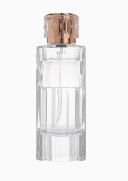 HJ-233 Banded Faceted Cylindrical Glass Perfume Bottle – 100 ml