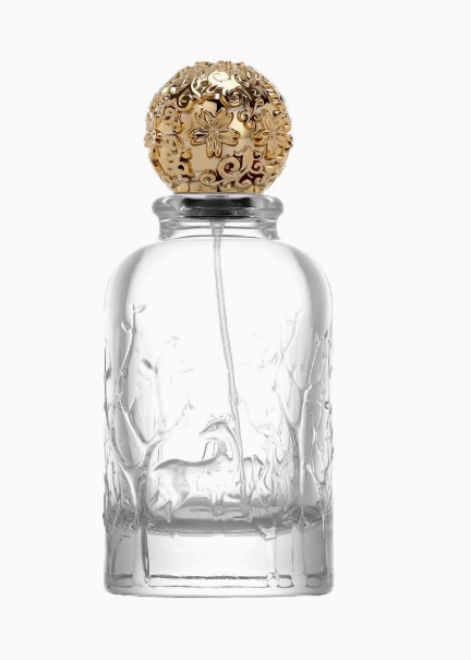 HJ-212 Decorative Relief Round Glass Perfume Bottle – 100 ml
