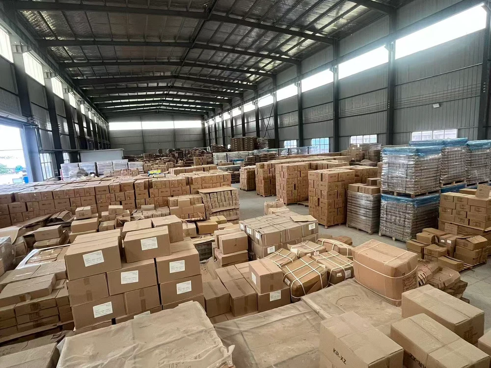 HJ warehouse with packed cardboard shipping cartons